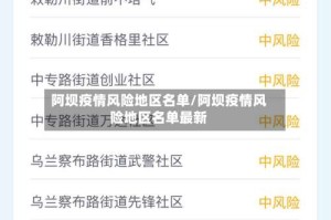 阿坝疫情风险地区名单/阿坝疫情风险地区名单最新