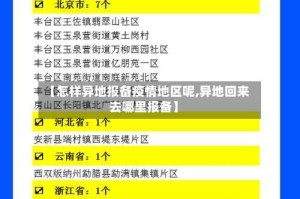 【怎样异地报备疫情地区呢,异地回来去哪里报备】
