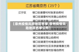 【泉州疫情风险地区名单,泉州疫情风险地区名单公布】